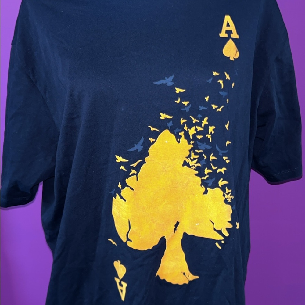 MENS DENIMiCITY Black T-Shirt with Yellow Spade Design - Picture 5 of 6